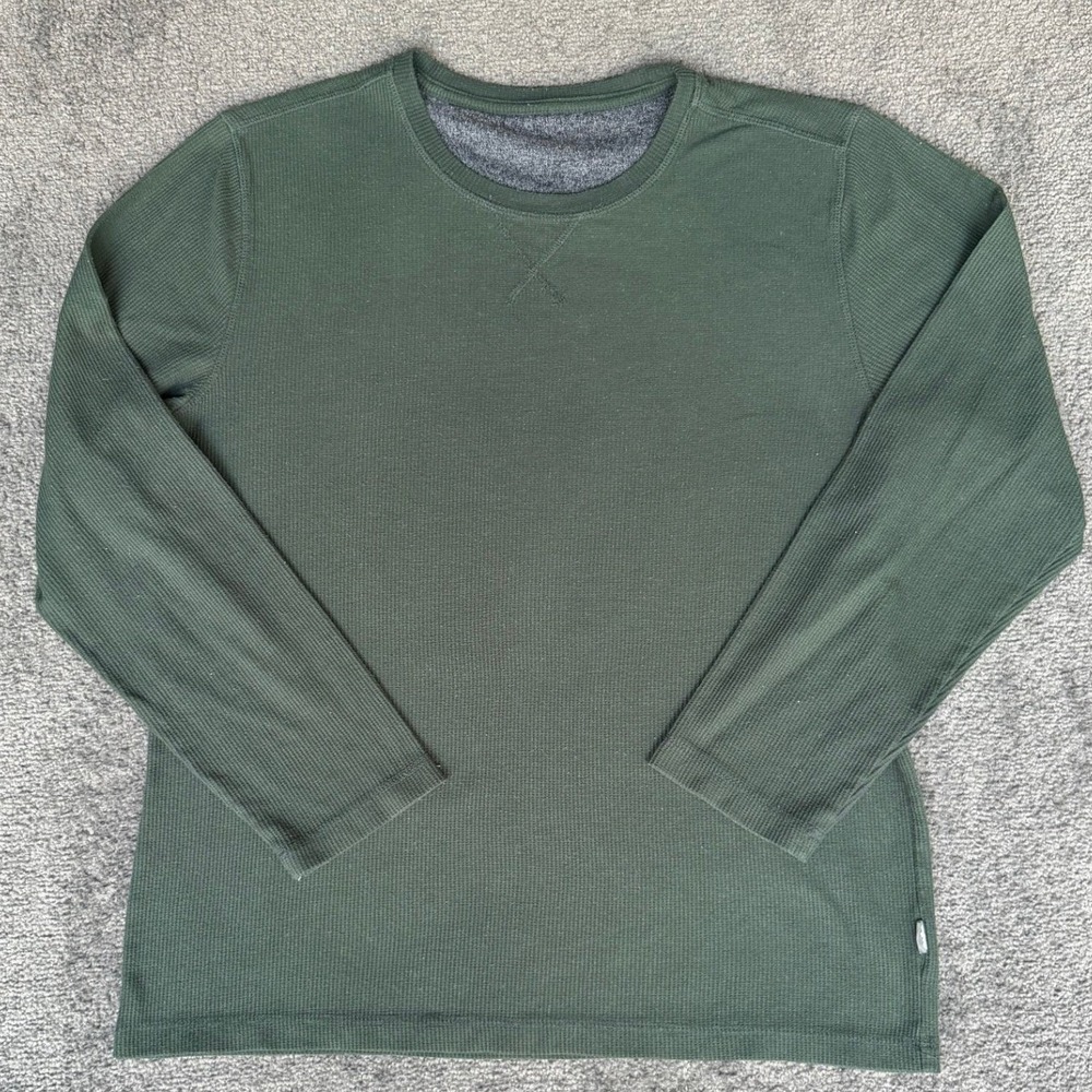 Eddie Bauer Mens Forest Green Waffle Knit Thermal Long Sleeve Shirt Large L